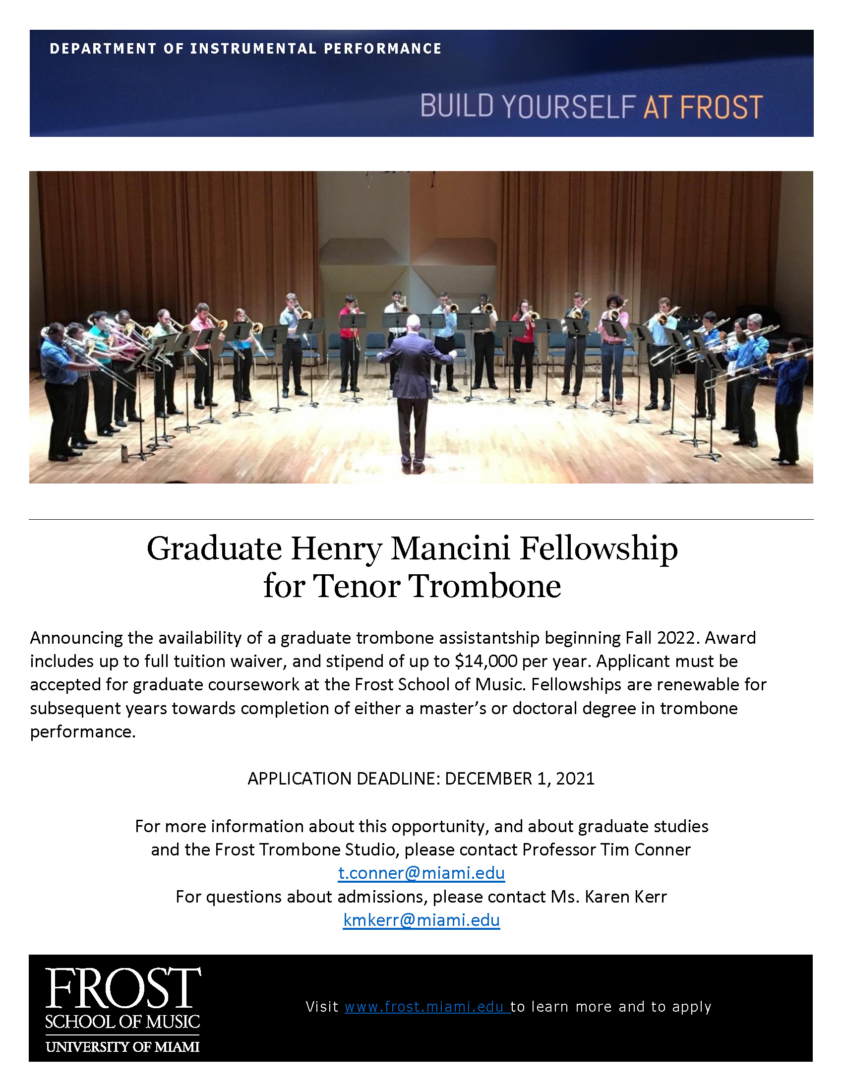 Graduate Teaching Assistantship at the Frost School of Music