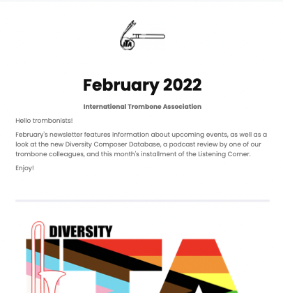 Screen snap of February 2022 Newsletter 