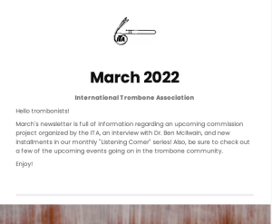 Screen snap of March 2022 Newsletter 