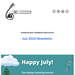 Screen snap of the ITA's July newsletter